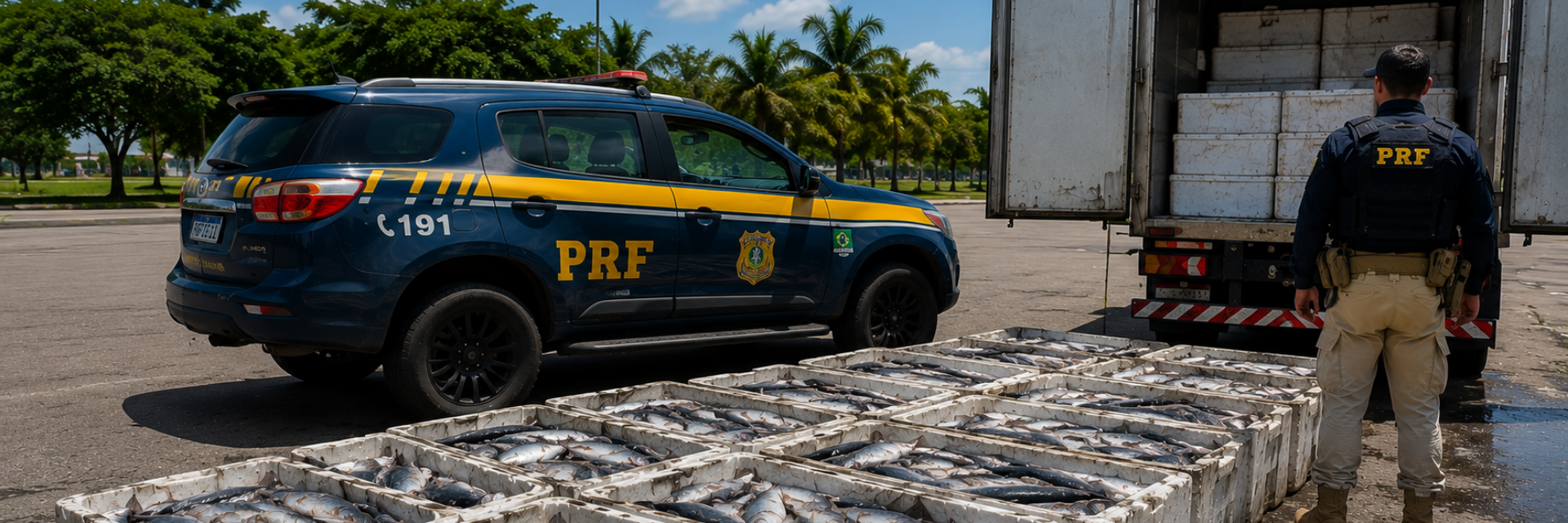 PRF apreende quase 700 kg de peixe-voador transportados de forma irregular no RN